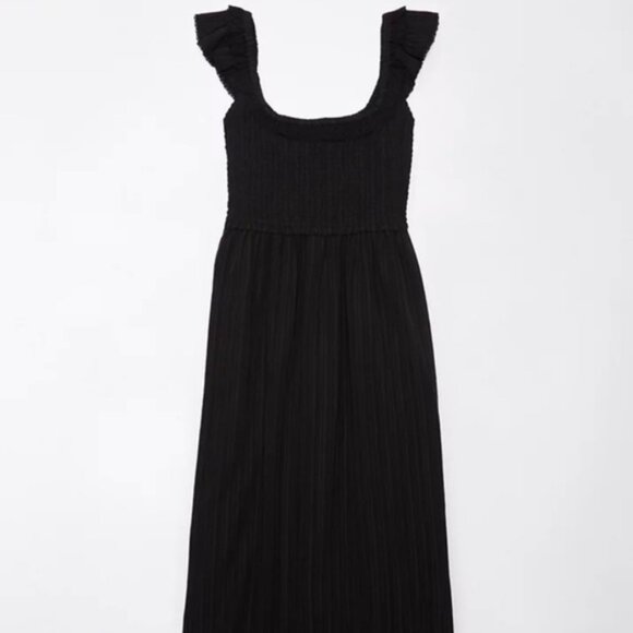 AE Flutter Sleeve Smocked Midi Dress, XL, Black - Picture 2 of 3